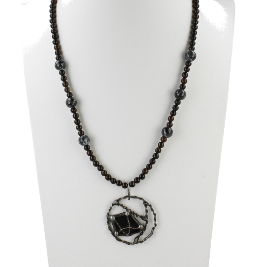 Naszyjnik Handmade Lunar Ring - czarny agat